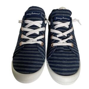 Tommy Bahama Women's Blue White Striped Sneakers Size 8.5